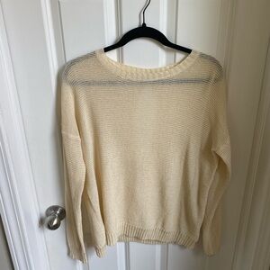 Cozy Casual Cream Lightweight Sweater with Open Back